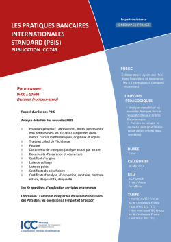 les pratiques bancaires internationales standard (pbis) - ICC