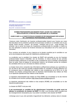 guide RAEP educ - M&eacute;tiers - Minist&egrave;re de la Justice