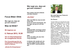 Focus Bibel: Ethik Was ist Ethik? - ethik-labor.ch