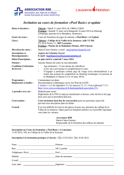 Invitation au cours de formation de juges &ndash; &laquo; Bassin Basic &raquo;