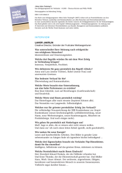 Interview mit Lahor Jakrlin im Buch MetaSalesTraining, 2005