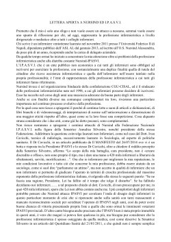 LETTERA APERTA A NURSIND ED I.P.A.S.V.I. Premetto che il mio è