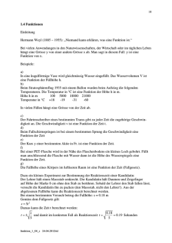 Einf&uuml;hrende Beispiele von Funktionen - mathekurs.ch