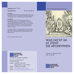WAS NICHT IM AT STEHT: DIE APOKRYPHEN - Akademie Franz