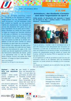 A LA UNE EDITO - Comité régional du sport universitaire de Grenoble