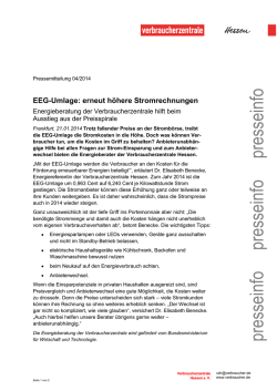 EEG-Umlage: erneut h&ouml;here Stromrechnungen - Neu-Isenburg