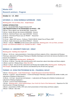 ICFP research seminars Program 2014 REA/GB