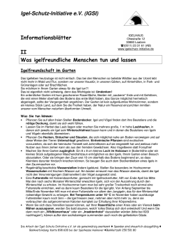Igel-Schutz-lnitiative e.V. (IGSI) Informationsbl&auml;tter II Was