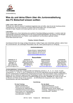 Was du und deine Eltern über die Juniorenabteilung - FC Bütschwil