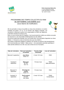 PROGRAMME DES TEMPS COLLECTIFS DU RAM DE