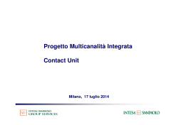 Progetto Multicanalità Integrata Contact Unit BDT