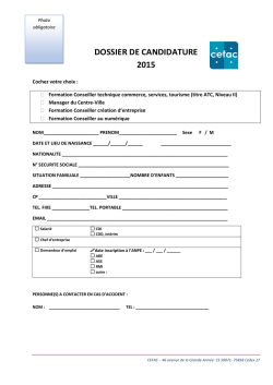 DOSSIER DE CANDIDATURE 2015