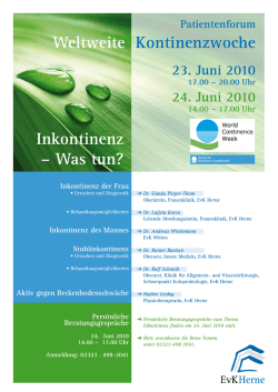 Inkontinenz &ndash; Was tun? Weltweite Kontinenzwoche - Deutsche