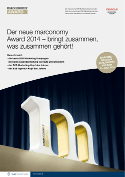 Der neue marconomy Award 2014 – bringt zusammen, was