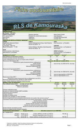 Fiche sociosanitaire du RLS de Kamouraska