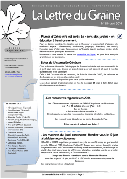 Lettre n°81 - Avril 2014