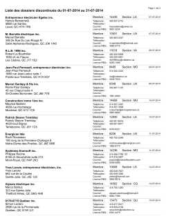 Liste des dossiers discontinués du 01-07-2014 au 31-07