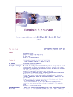 Annonces publiées entre le 25 févr. 2014 et le 27 févr.