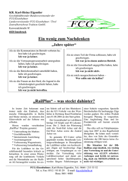 Ein wenig zum Nachdenken „RailPlus“ – was steckt - chello at