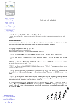 Ris-Orangis, le 06 juillet 2014 Dossier de discipline 2013/2014
