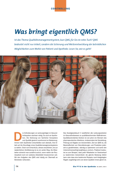 Was bringt eigentlich QMS? - Die PTA in der Apotheke