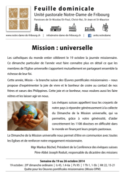 Dimanche 19 octobre 2014 | 29 e dimanche du temps ordinaire