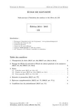 &Eacute;COLE DE MATURIT&Eacute; &Eacute;dition 2014