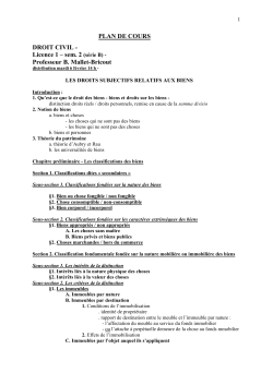 PLAN DE COURS DROIT CIVIL - Licence 1 – sem. 2 (série B