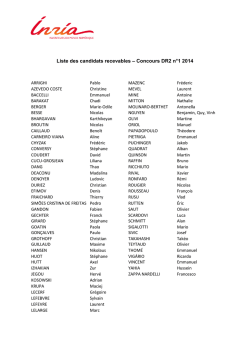 Liste des candidats recevables &ndash; Concours DR2 n&deg;1 2014