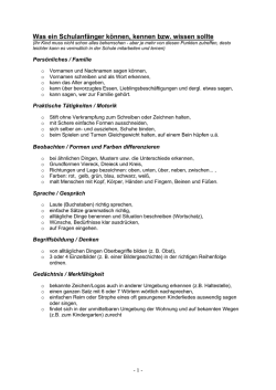 Was ein Schulanf&auml;nger k&ouml;nnen, kennen bzw. wissen sollte