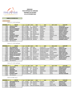 horaires cavaliers Rosi&egrave;res samedi 22 fevr 2014