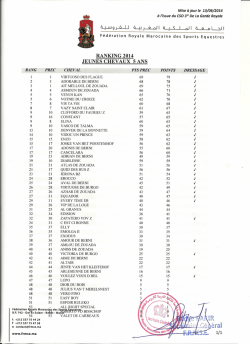 RANKING 2014 JEUNES CHEVAUX 5 ANS
