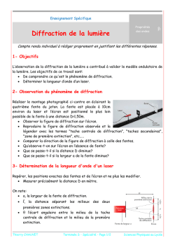 Diffraction de la lumi&egrave;re - Prof-TC