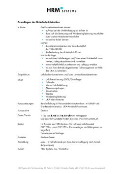 Grundlagen der Unfalladministration In K&uuml;rze - HRM Systems AG