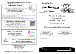 Ateliers de jardinage et animations Janvier à Juin 2014