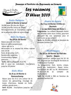 Jeunesse et Territoire du Bayonnais au Vermois