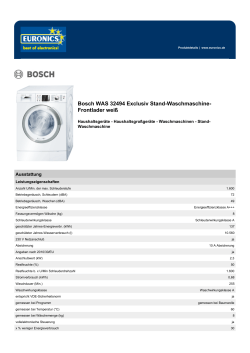 Produktdatenblatt Bosch WAS 32494 Exclusiv Stand - Euronics