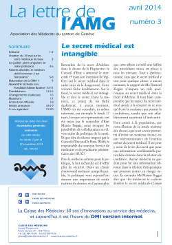 Avril 2014 N° 3 - Association des Médecins du canton de Genève