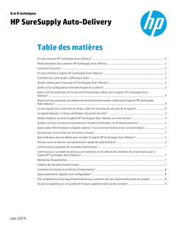HP SureSupply Auto-Delivery Table des mati&egrave;res