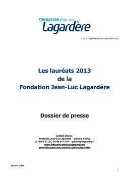 Les lauréats 2013 de la Fondation Jean