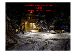 Goralischer Abend (Was ist das?) im DHC DHC Samstag 12.01