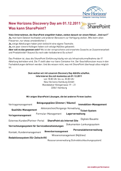 New Horizons Discovery Day am 01.12.2011 Was kann SharePoint?