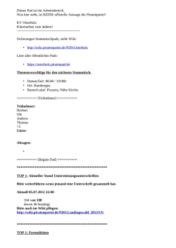 Dieses Pad ist ein Arbeitsbereich. Was hier steht, ist KEINE - Wiki