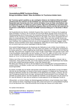 Pressemitteilung: MGM Tourismus-Dialog vom 13. November 2014