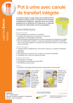 Pot &agrave; urine avec canule de transfert int&eacute;gr&eacute;e