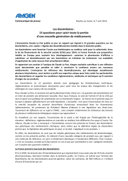 Amgen Dossier de presse Biosimilaires