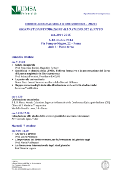 CORSO DI LAUREA MAGISTRALE IN GIURISPRUDENZA – LMG/01