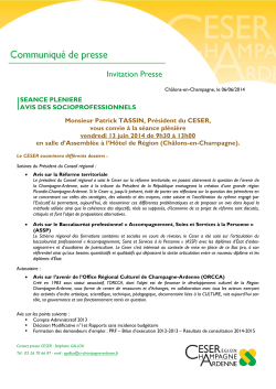 Communiqué Plénière 13 juin 2014 - CESER Champagne