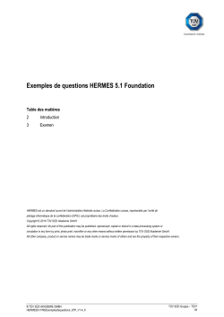 Exemples de questions HERMES 5.1 Foundation