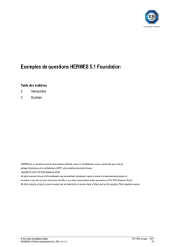 Exemples de questions HERMES 5.1 Foundation